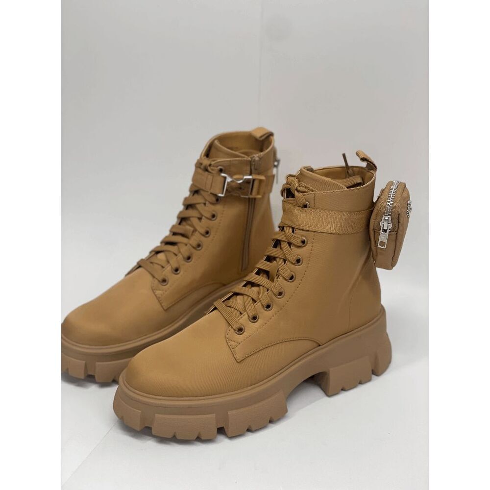 Steve Madden Women's Tanker-P Lace-Up Booties - Tan 9.5M